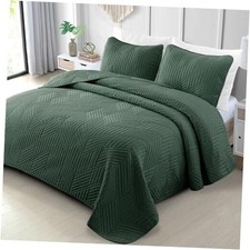 Ultrasonic Full Queen Quilt Bedding Set, Lightweight Green Bedspreads Soft