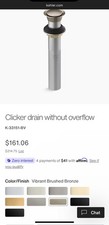 Kohler K-33151-BV Pop-up Clicker Drain Without Overflow -Vibrant Brushed Bronze