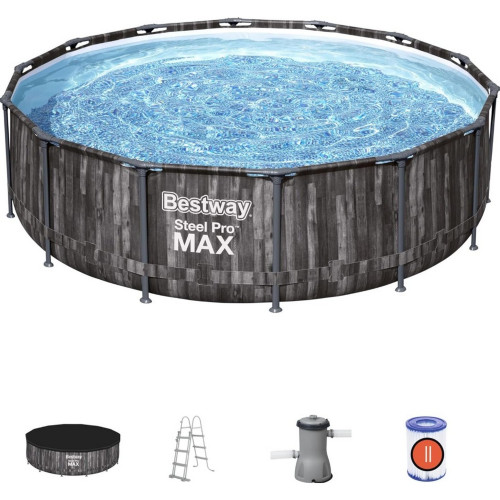 Bestway Steel Pro Max 5614Z Piscina redonda 427x107cm efecto madera oscura