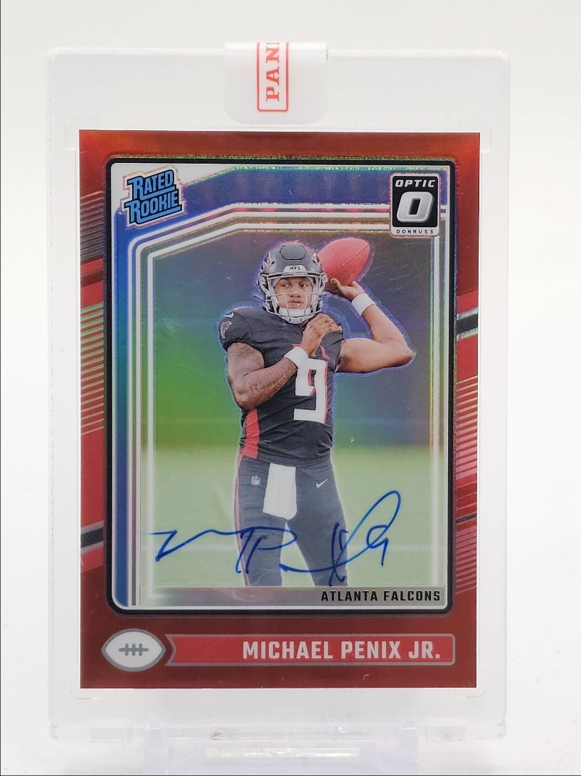 MICHAEL PENIX JR. 2024 DONRUSS OPTIC RATED ROOKIE RED PRIZM RC AUTO /75 Q0893