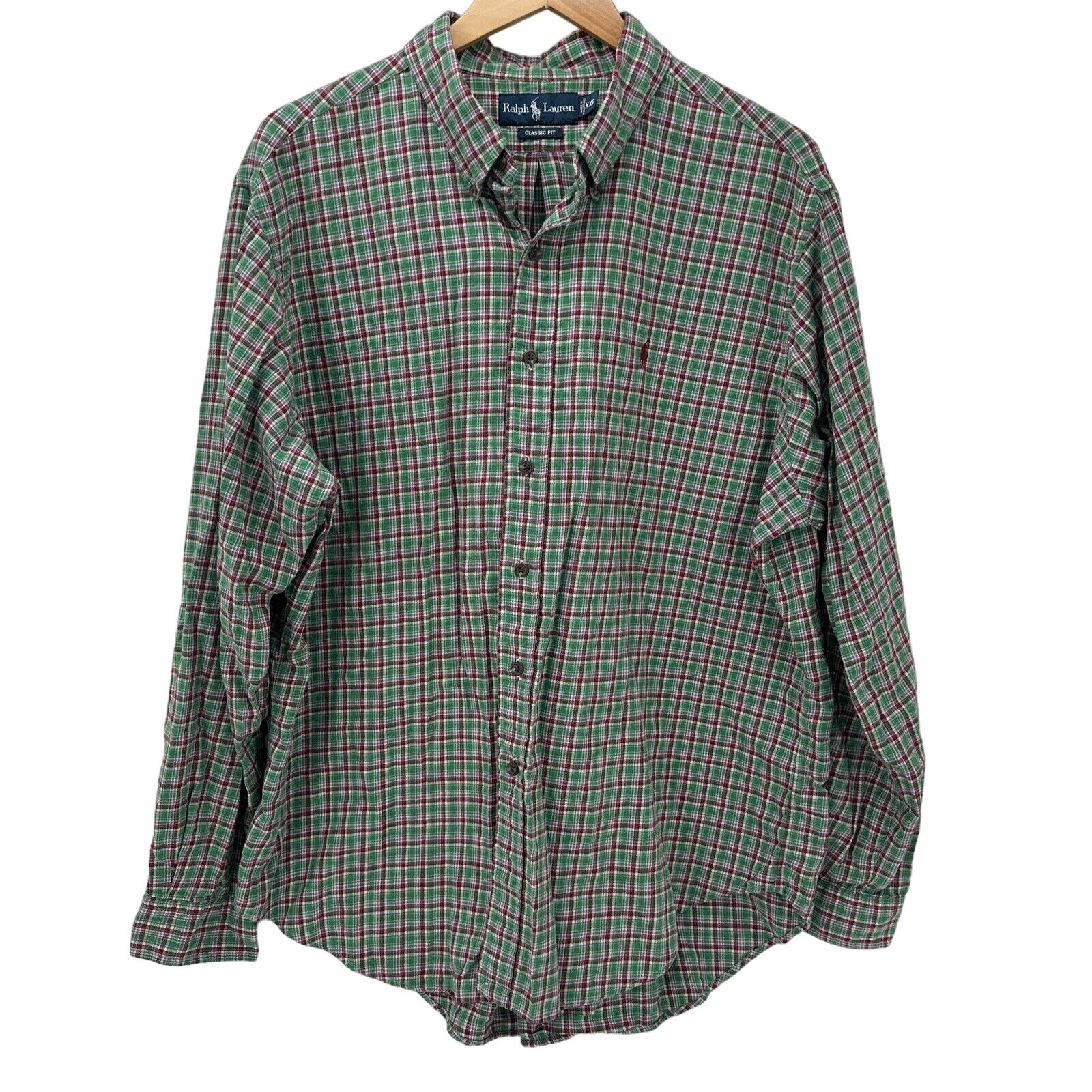 Ralph Lauren Shirt Mens XXL Button Down Red Green Purple Plaid Classic Fit
