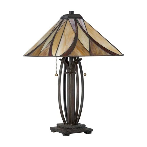 Quoizel Ashville 25" High Bronze Art Glass Tiffany-Style Table Lamp - Picture 3 of 6