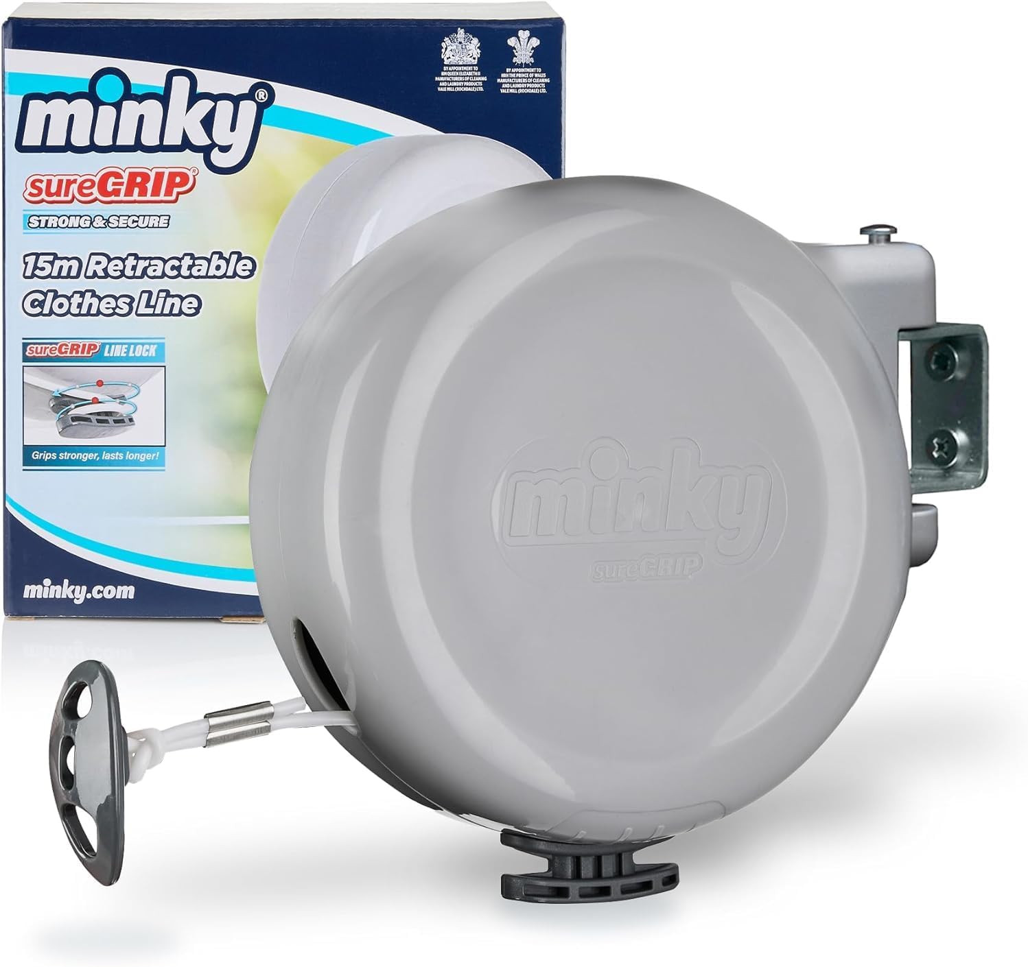 Retractable Reel Washing Line with 15 M of Drying Space, Extendable Clothes Line