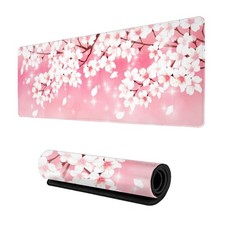 Pink Cherry Blossoms Gaming Mouse Pad XL, Large Non Slip Rubber Mousepad, Sti...