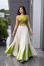 Women's Pure Cotton Lehenga Choli Mirror Work Navratri Garba Wedding Outfit