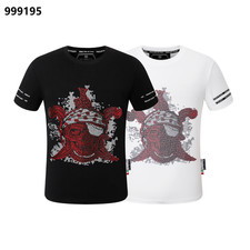 Image of NWT Philipp Plein Animal Diamond Emblem Black/White Merino T-shirt