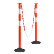 Uimoso Set of 2 Traffic Posts with Weighted Base, Chains, and 34-Inch Height