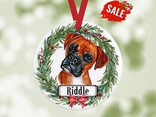 Boxer Dog Christmas Ornament Personalized with Name, Customized Xmas Tree Orn...