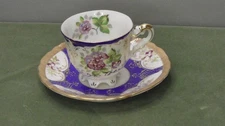 Vintage tea cup and saucer Ucagco  Occupied Japan Demitasse footed gold trim