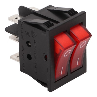 16A 125/250VAC Double Control Rocker Switch Panel Red LED Light Boat ON Off Hot