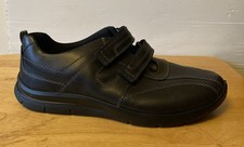 Hotter Energise Mens Black Leather Shoes Trainers Touch Fastening size 11 RRP£99