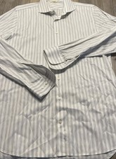 Suitsupply Mens Long Sleeve Striped Button Shirt Extra Slim Fit 43 17