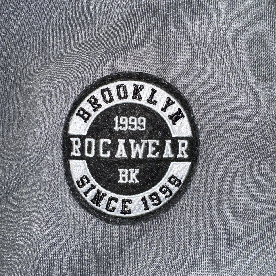 Sudadera con Capucha Forrada Rocawear Sherpa Negra/Blanca/Gris Cremallera Y2K Patinador Para Hombres XL Foto 3 de 4