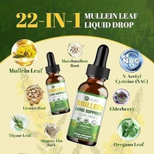 Organic Mullein Lung Support Drops – Natural Detox & Cleanse Herbal Extract
