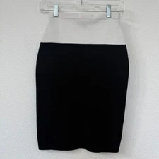 NARCISO RODRIGUEZ Colorblock Pencil Skirt Black White Knit Minimalist Size 38 S