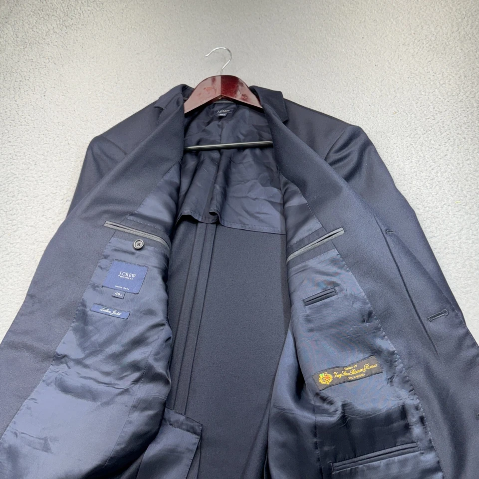 J Crew Traje Chaqueta Hombres 40 Largo Azul Ludlow Calce Ajustado Loro Piana Lana Abrigo Deportivo Foto 3 de 4