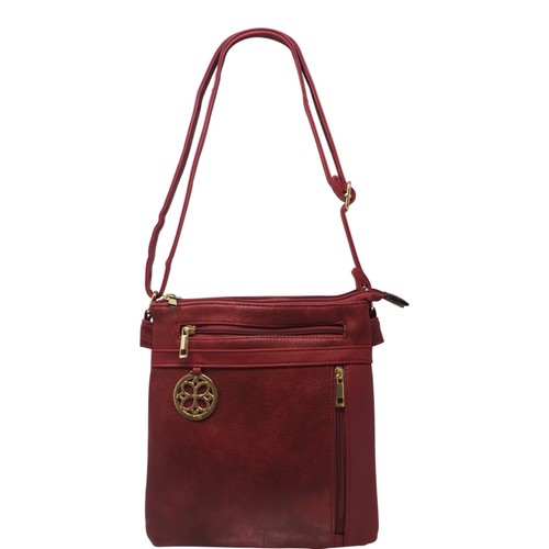 Metal Plate Button Women Crossbody Bag Front Zip Pockets Shoulder Handbag 60397 - Picture 2 of 28