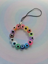 Beaded Phone Charm Evil Eyes