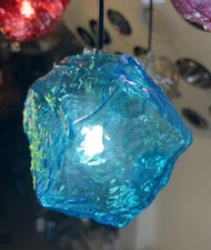 Hanging Single Blue Glass Fancy  Shade Ceiling Pendant Light 0145 BU/BK
