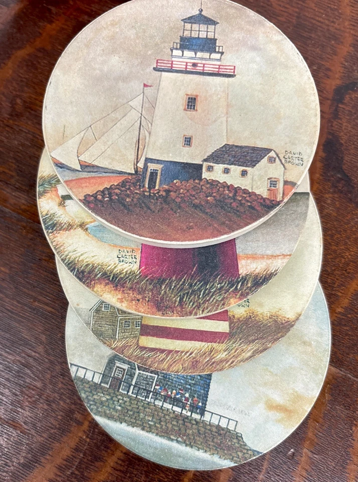 Posavasos By the Sea de David Carter Brown, Juego de 4 Posavasos Faro Foto 2 de 4