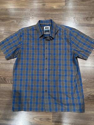 Helly Hanson Blue Short Sleeve Button Down Shirt Size XXL