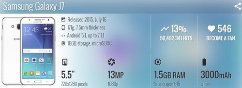 Samsung Galaxy J7 J700F 5.5 Unlocked 16GB ROM LTE 4G 13MP Dual SIM Smartphone - Afbeelding 6 van 18