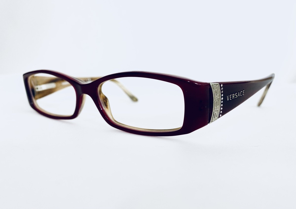 Versace Burgundy Tortoise Rectangular Glasses Italy MOD 3091  display picture 3