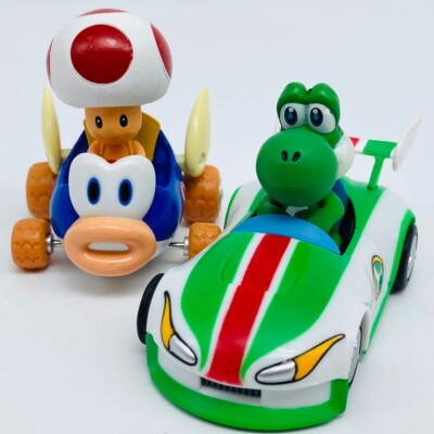 MARIO KART Yoshi & Toad Figure Toy Car Set 2008 Nintendo Japan