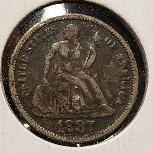 1887 10c Seated Liberty Silver Dime - VF/XF - Value Coin - SKU-T3296