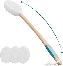 Back Lotion Applicator with 4 Replaceable Pads, Lotion Applicator with 17" Curve