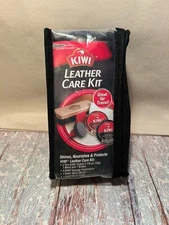 Kiwi Leather Care Kit 6 Pieces Brown & Black Polish, Brush, Cloth, 2 Applicators