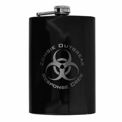8oz BLACK Zombie Outbreak Response Crew Flask