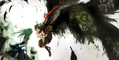 Anime black hair feathers green hat japanese clothes Custom Gaming Mat Desk