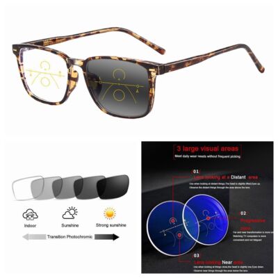 Multifocal Progressive Acetate Square Transition Photochromic Reading Glass