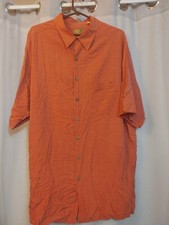 CARIBBEAN PURE 100% SILK ORANGE SHORT SLEEVE HAWAIIAN SHIRT SIZE 2XT