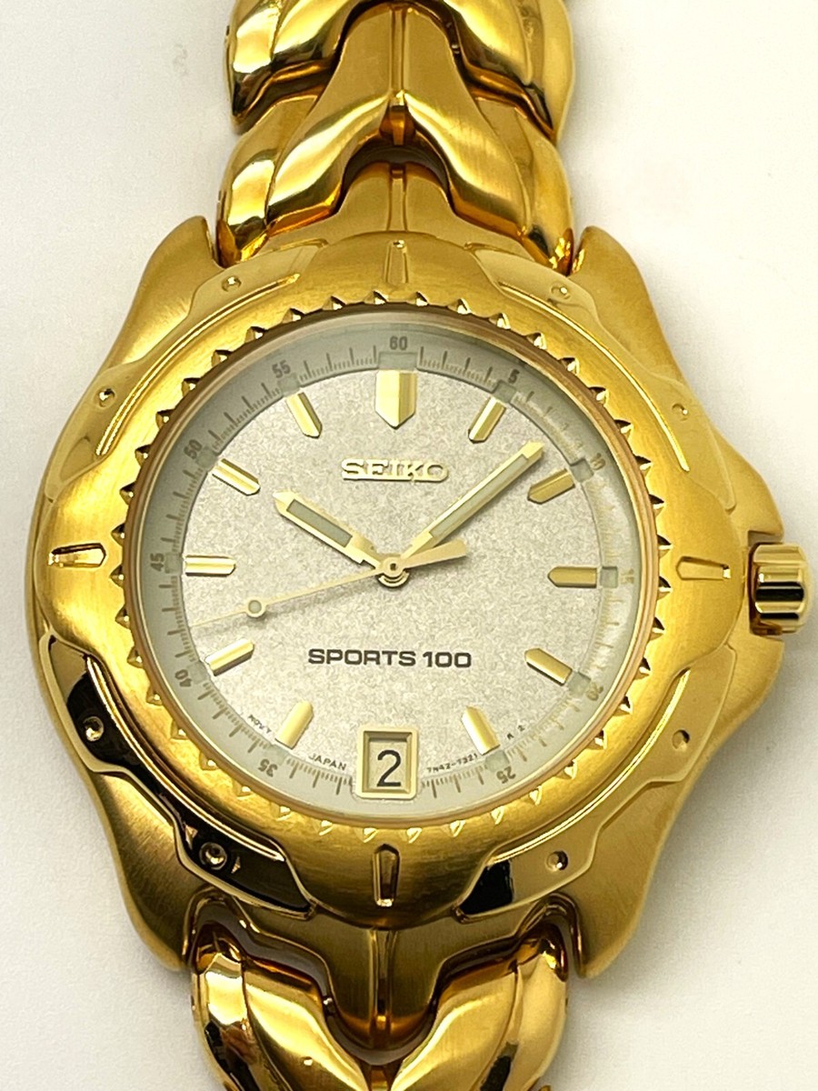 SEIKO MEN'S 7N42-7129 RETRO NOT-WORKING DRESS 100M QUARTZ ANALOG