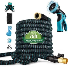 4X Stronger Deluxe Heavy Duty Expandable Flexible Garden Water Hose (50ft,75ft)