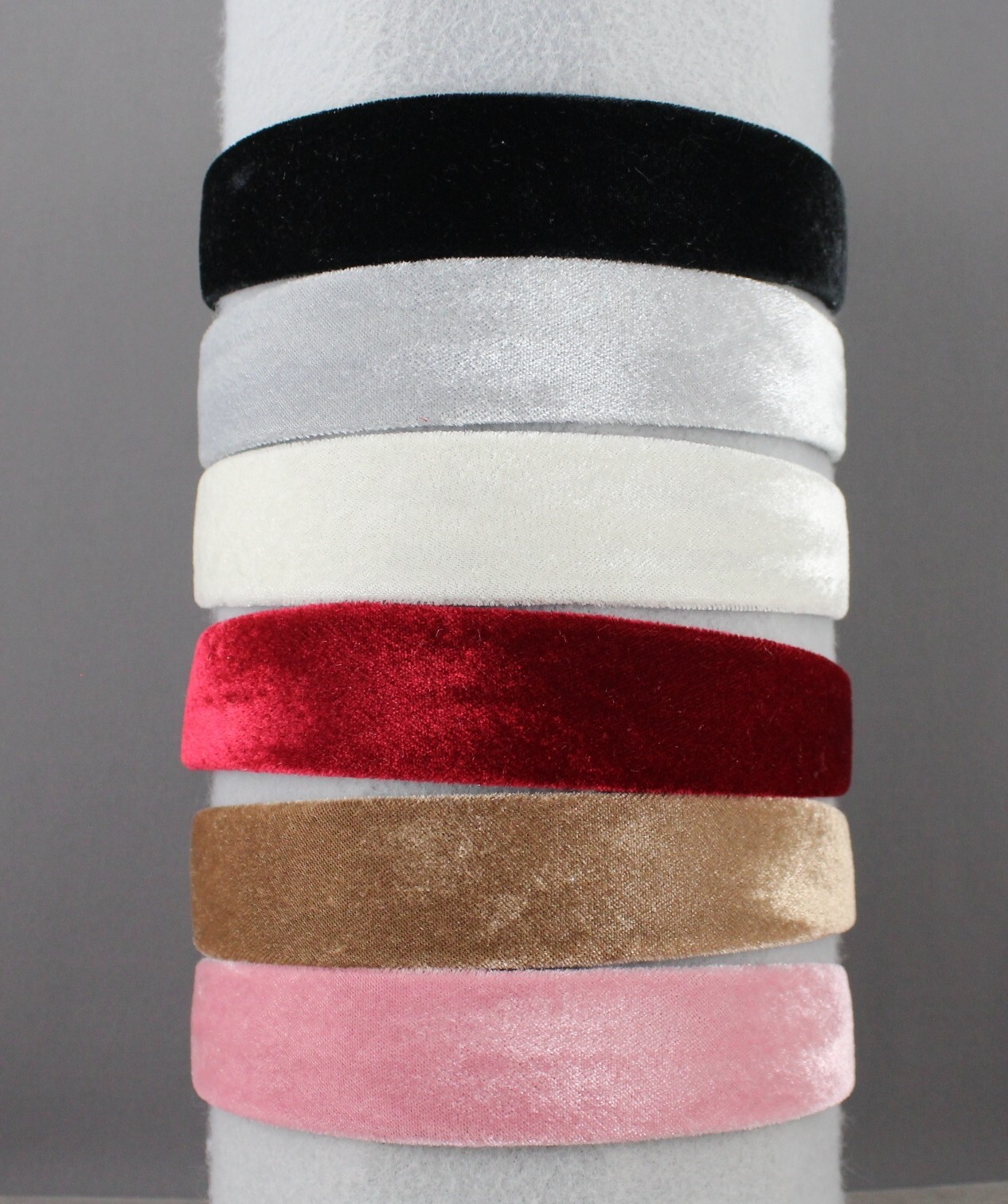 Brown Tan velvet headband soft velour hair accessory 1.25" wide plain classic