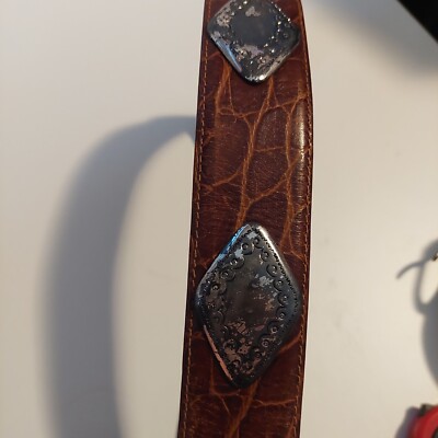 HAROLDS Brown Croc Silver Buckle Genuine Leather Concho Belt  display picture 1