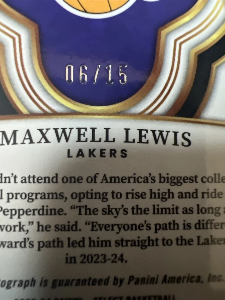 Maxwell Lewis 2023-24 Panini Select Tectonic Youth Explosion Rookie Auto 6/15 RC - Image 3 of 3