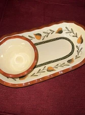 Joshua Maxwell Studio "Tuscany" 2 Piece Chip 'n dip set/ Orange & Green Tones