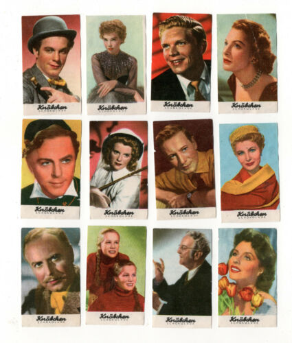 1953 Knäbchen Beliebte Filmstars Film Star Chocolate Cards, Lot of 12 #4 - Afbeelding 1 van 2