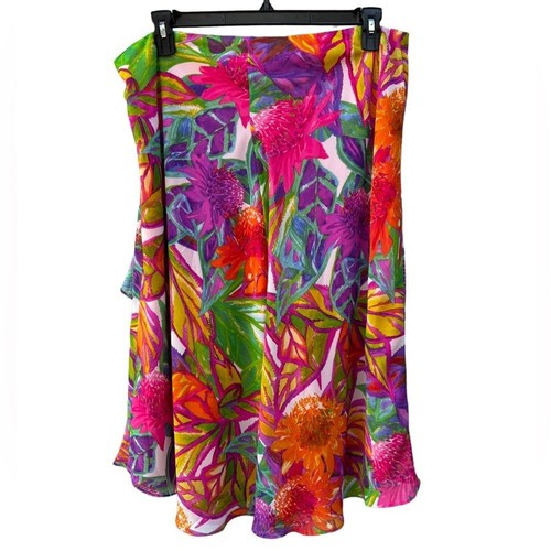 Lauren Ralph Lauren Women’s 16 Multicolor Tropical Floral Skirt with Ruffles - Picture 9 of 11