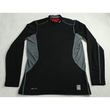 Nike Pro Combat Hyperwarm Dri-FIT Mock Neck Compression Shirt Mens Medium Black