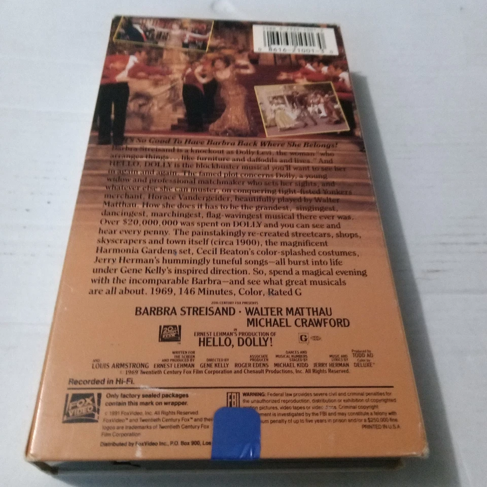 Hello Dolly 1990(1969) VHS Rare Orig HTF OOP Classic Comedy Adventure Musical VG - Image 2 of 3