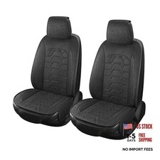 Linen Car Seat Covers Breathable Cloth Fabric Front Seat Protectors BLACK