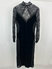 BY ANTHROPOLGIE NWT Lace Velvet Goth Punk Classic Size L Black Women Dress