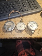 3 Vintage Chrome Gauges Eveready U. S. Gauge Sterling Amperes Volts Pressure