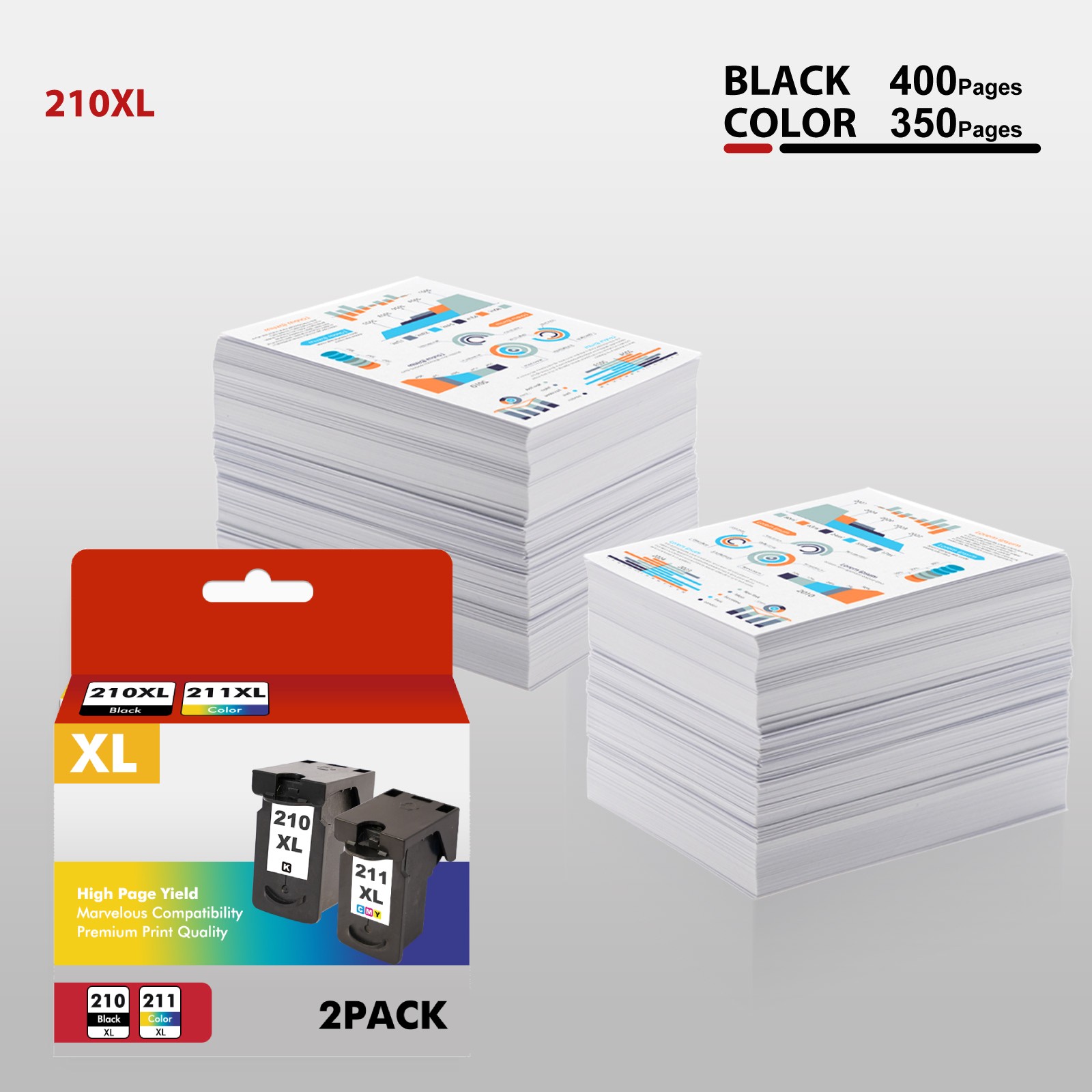 PG-210XL CL-211XL Ink Cartridges for Canon PIXMA MX410 MX330 MP240 ...