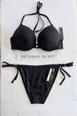Victorias Secret Swim 2pc Set 34C BOMBSHELL Push-up add 2 Cups/Medium Tie Cheeky
